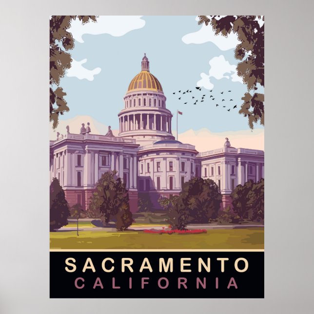 Poster Sacramento, State Capital, Califórnia, Viagem (Frente)