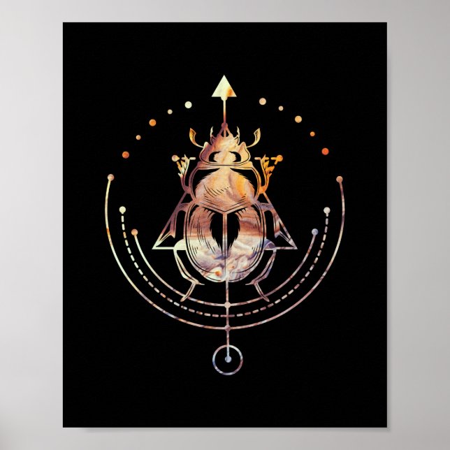 Poster Sacred Scarab Egyptian Occult Geometry (Frente)