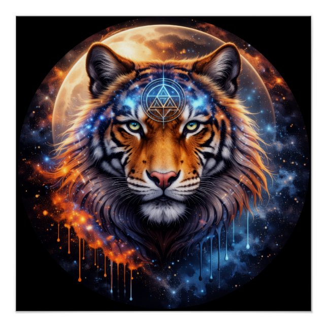 Póster Sacred Tiger – Cosmic Balance | Mystical Tiger Fan (Frente)