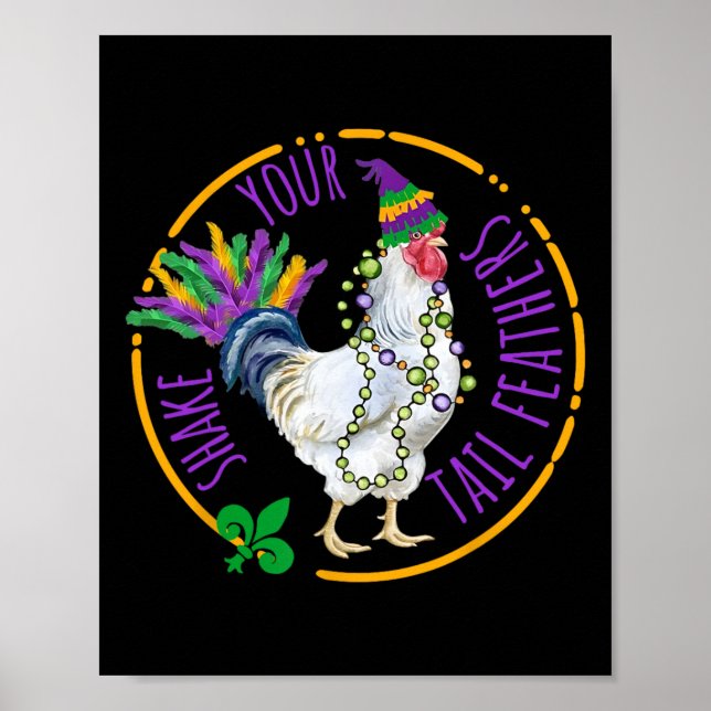 Poster Sacuda As Penas Das Costas Frango Engraçado Mardi (Frente)