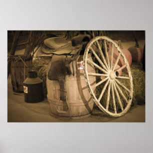 Póster Saddle, Barrel e Roda do Vagão