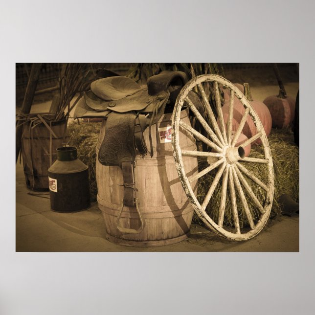 Póster Saddle, Barrel e Roda do Vagão (Frente)