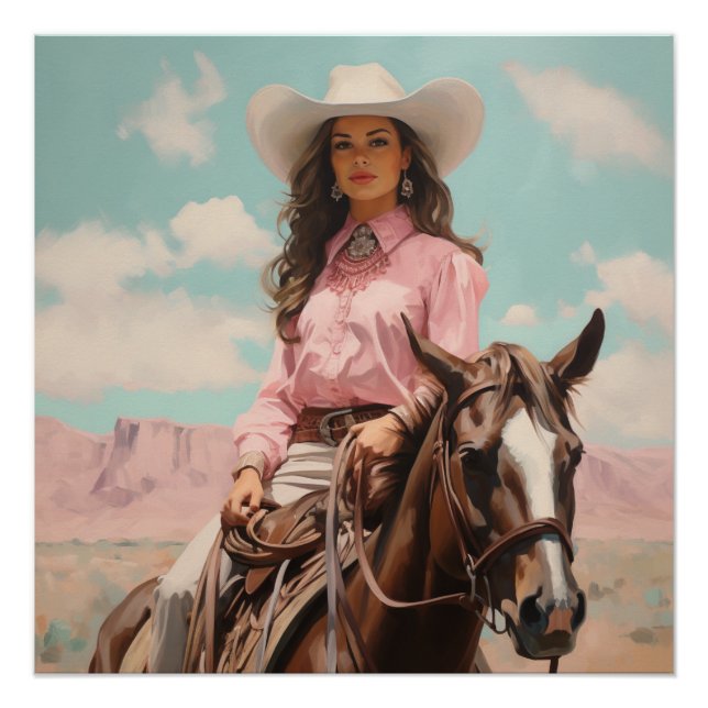 Póster Saddle Sonhos Feitos por Cowgirl Wall Art (Frente)