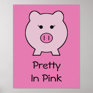 Póster Sadie the Pink Pig ~ Cute Girly Kawaii