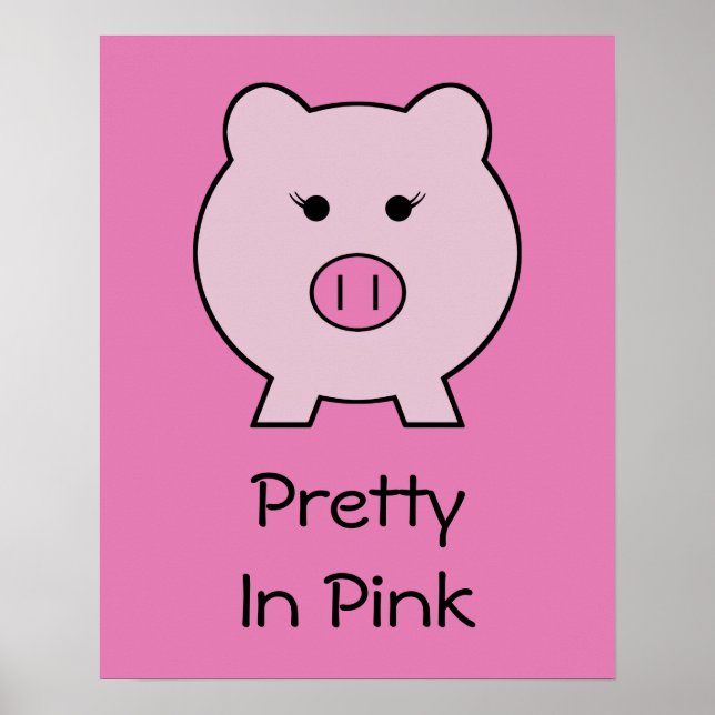 Póster Sadie the Pink Pig ~ Cute Girly Kawaii (Frente)