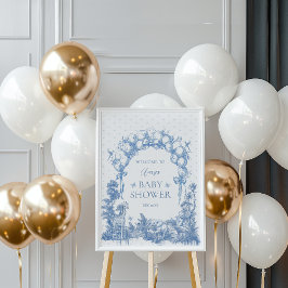 Poster Safari Animal Dusty Blue Toile Baby Boy Chá