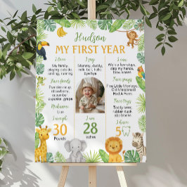 Poster Safari Animals 1st Birthday Photo Milestone Sign