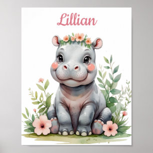 Poster Safari Baby Hippo, da Menina de Ensino Personaliza