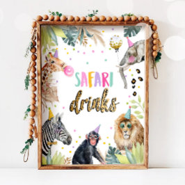 Poster Safari Bebe Animais do Partido Safari Sinal de Ani