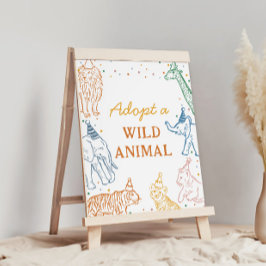 Poster Safari Birthday Party Adopt an Animal Table Sign