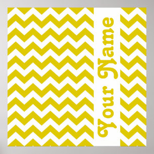 Poster Safari dourado Chevron da papoila com texto feito