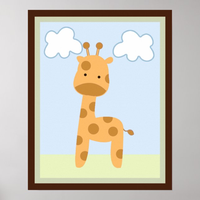 Póster Safari Jungle Giraffe Wall Art Poster/Impressão (Frente)