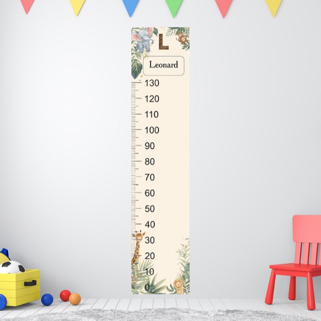 Poster Safari Personalized Name Monogram L Growth Chart (Criador carregado)