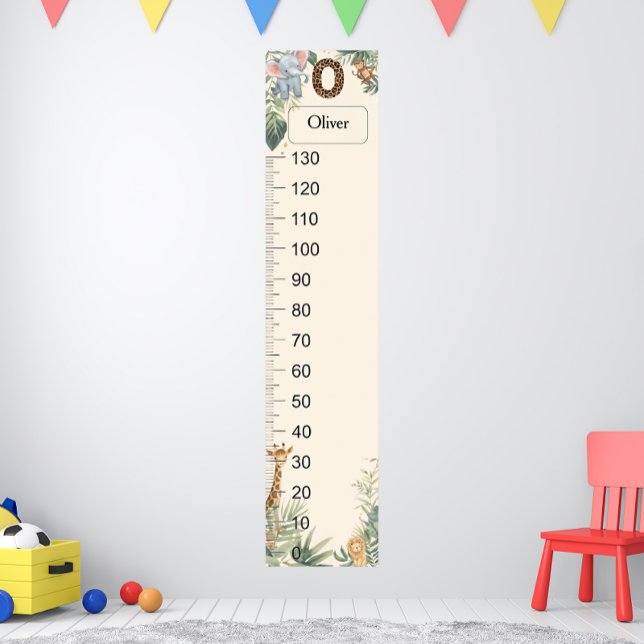 Poster Safari Personalized Name Monogram O Growth Chart (Criador carregado)