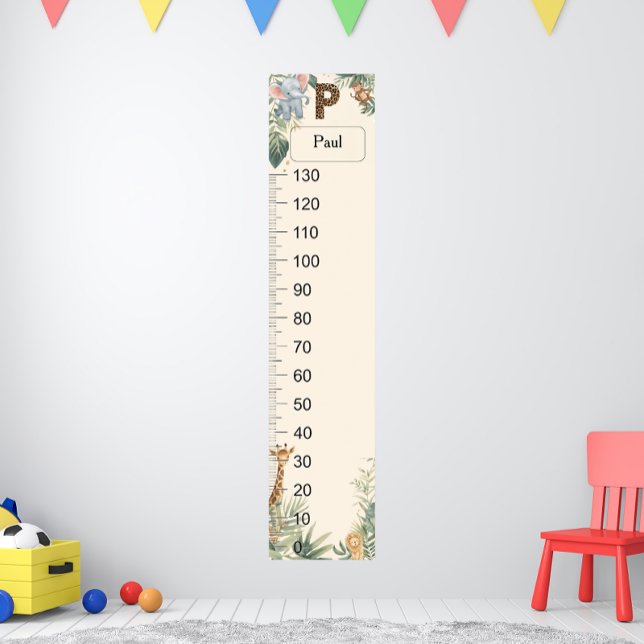 Poster Safari Personalized Name Monogram P Growth Chart (Criador carregado)
