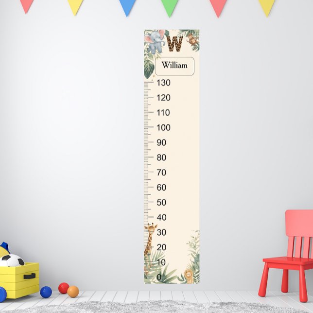 Poster Safari Personalized Name Monogram W Growth Chart (Criador carregado)
