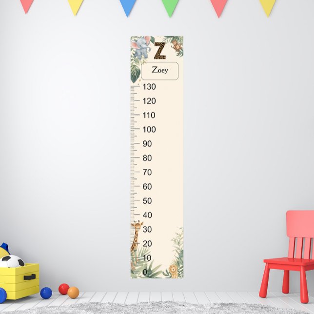 Poster Safari Personalized Name Monogram Z Growth Chart (Criador carregado)
