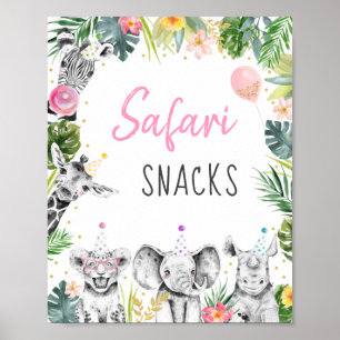 Poster Safari Snacks Rosa Dourado Safari Tropical Anivers