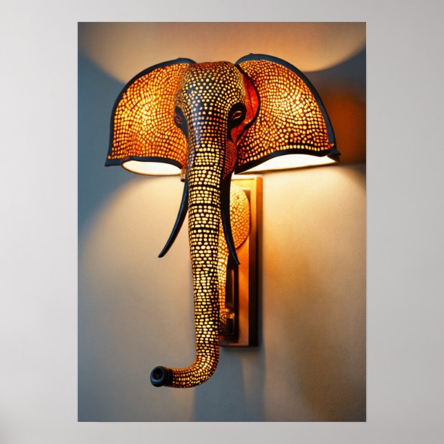 Poster "Safari Splendor: Elephant Trunk Wall Lamp Fixatio (Frente)