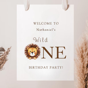 Poster Safari wild one placa de boas-vindas de 1º anivers