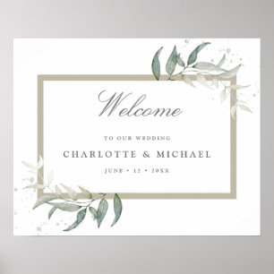 Poster Sage blush azul verde casamento bem-vindo