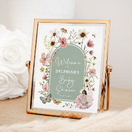 Poster Sage Blush Fairy Wildflower Chá de fraldas Welcome