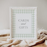 Poster Sage Gingham - Sinal de Chá de fraldas<br><div class="desc">Mostre aos amigos e à família onde deixar suas cartas e presentes com esta elegante placa de chá de fraldas gingham.</div>