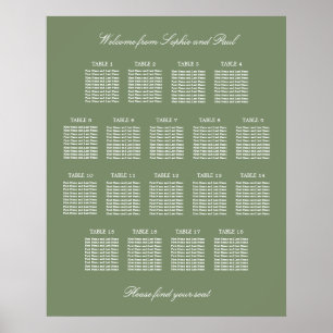 Poster Sage Green 18 Gráfico de Mesa de Casamento de Casa