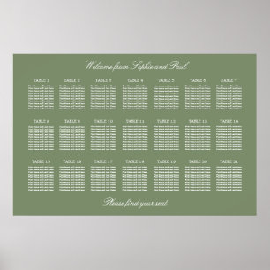 Poster Sage Green 21 Mesa de Gráfico de Casamento de Post