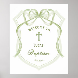 Poster Sage Green Arco Crest Baptism Bem-vindo