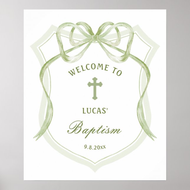 Poster Sage Green Arco Crest Baptism Bem-vindo (Frente)