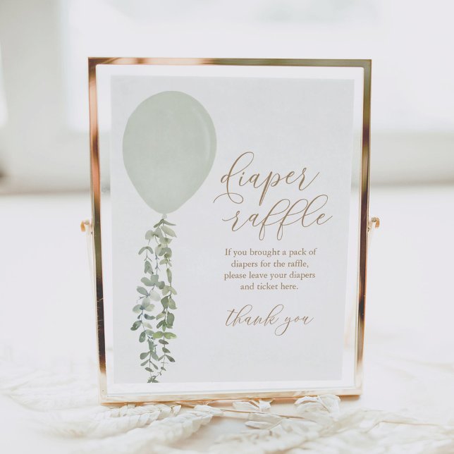 Poster Sage Green Balloon Fralda Raffle (Criador carregado)
