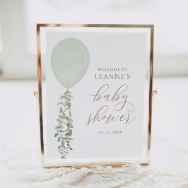 Poster Sage Green Balloon - Sinal de boas-vindas do Chá d