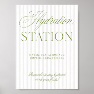 Poster Sage Green & Beige Wedding Hydration Station Sign