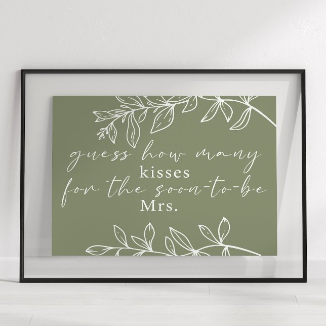 Poster Sage Green Boho Flowers Adivinha Quantos Jogo De B (Criador carregado)