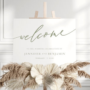 Poster Sage Green Calliografia Simples Boas-vindas