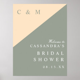 Poster Sage Green Cream - Sinal de boas-vindas do Chá de 