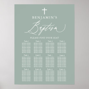 Poster Sage Green Cross Boy Baptism Sign
