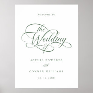 Poster Sage Green Delicate Elegant Weding Sign
