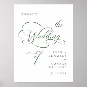 Poster Sage Green Elegant Classic Wedding Sign