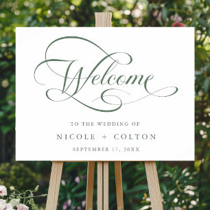 Poster Sage Green Elegant Script Welcome Sign