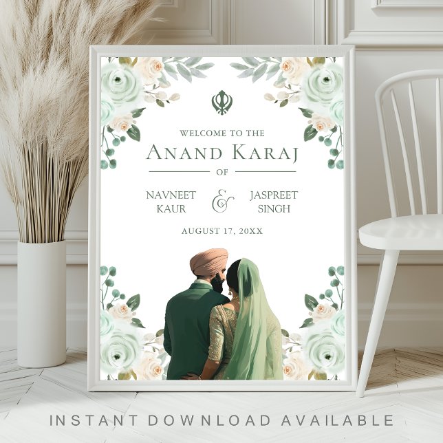 Poster Sage Green Floral Anand Karaj Sinal de Boas-vindas (Criador carregado)