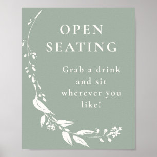 Poster Sage Green Floral Open Sinal minimalista