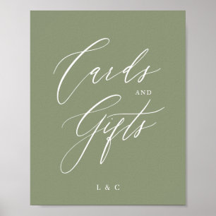 Poster Sage Green Formal Calliografia Cartões de Casament