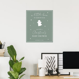 Poster Sage Green Gender Neutral Chá de fraldas Sinal de