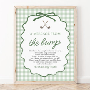 Poster Sage Green Gingham Golfe Uma Mensagem do Bebê