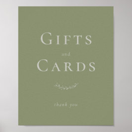 Poster Sage Green Leaves e Berries Card e sinal de presen