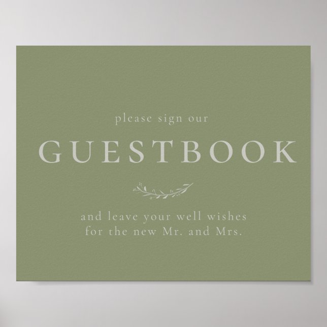 Poster Sage Green Leaves e Berries - Sinal de Guestbook (Frente)