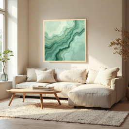 Poster Sage Green Mineral Vein Abstrato - Orgânico Modern