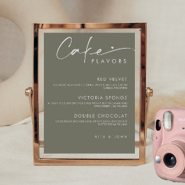 Poster Sage Green Modern Menu Cake Weding Sign